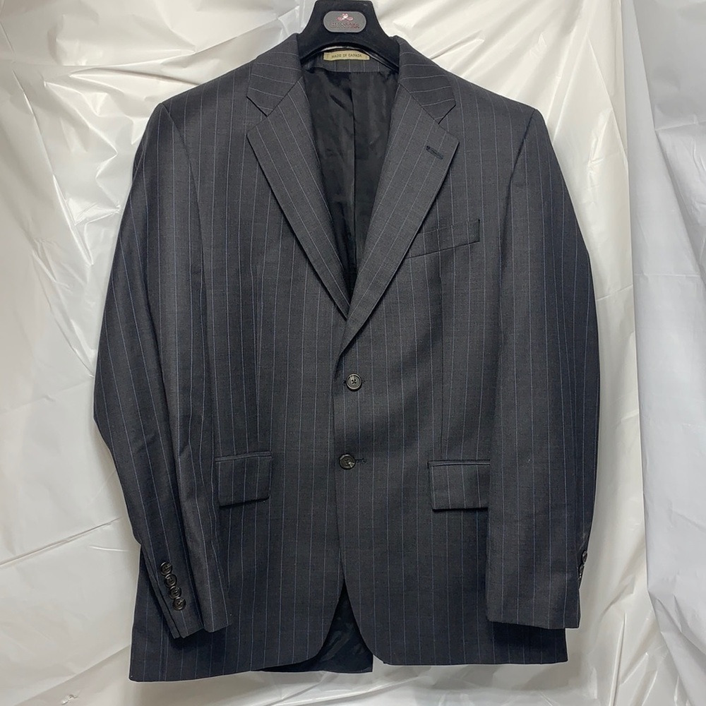 Men's Ralph Lauren Charcoal/Light Blue Pinstripe Suit Coat 43r